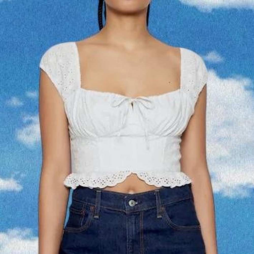 Hollister White Eyelet Blouse